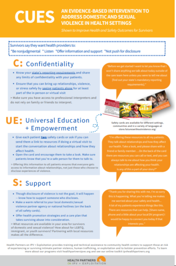 Addressing IPV and Exploitation in Health Centers (CUES Infographic)